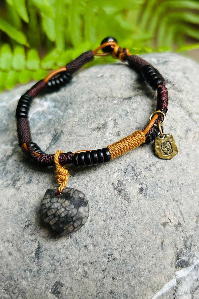 Nature's original creation & a coral fossil | Tibetan auspicious bracelet | One item, one picture - Bracelets - Stone 