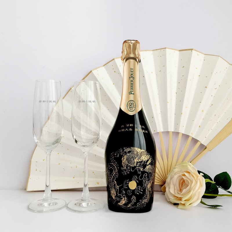 訂製結婚禮物 送禮禮物PJ巴黎之花香檳&Bottega香檳杯套裝 - 酒類/酒精飲品 - 玻璃 