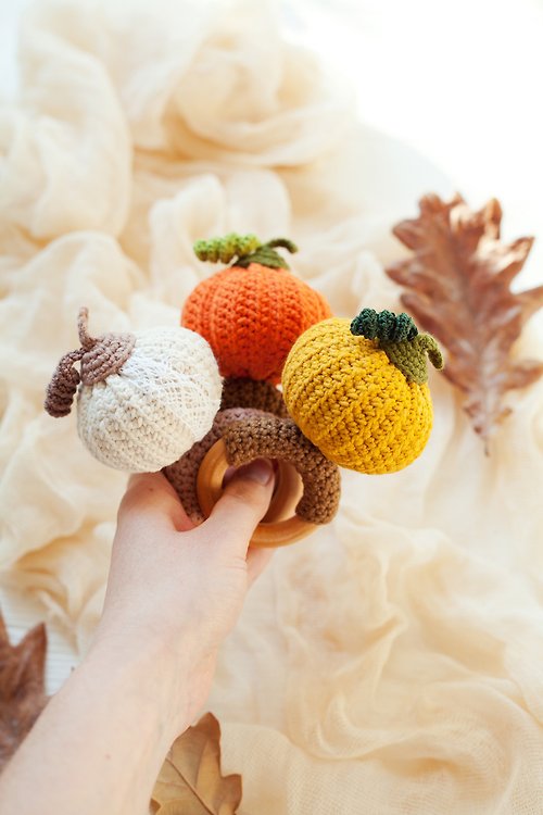 MaraBooHandmade Crochet Pattern Pumpkin Baby Rattle Toy DIY - Digital Item