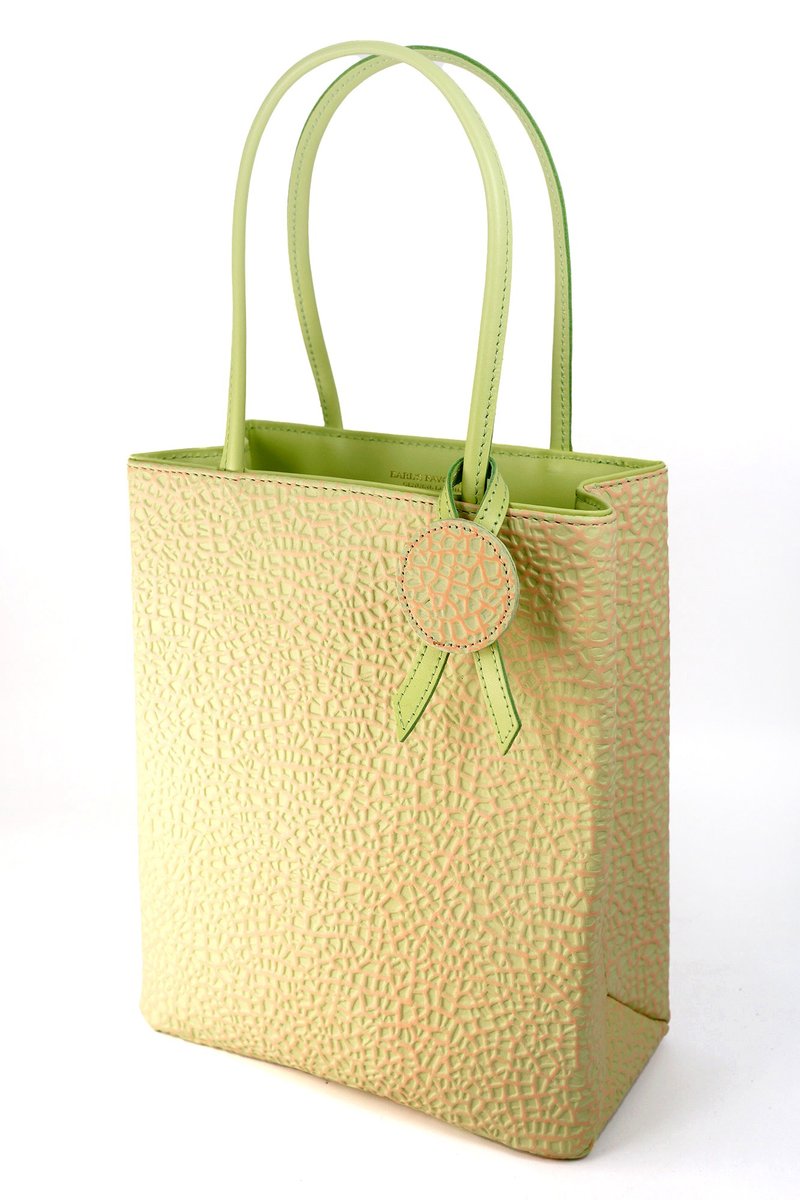 メロンのショッパートート　クラウンメロン　牛革製　green flesh muskmelon tote bag - 錢包/皮夾/長短夾 - 真皮 綠色