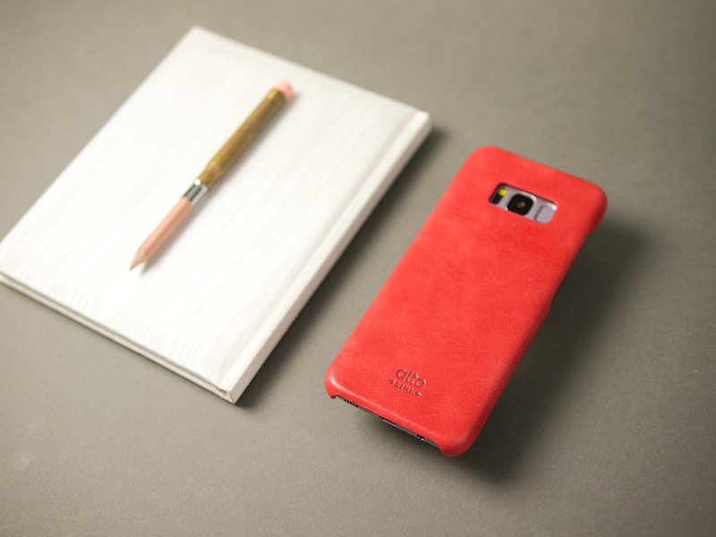【客製化禮物】皮革手機殼 Galaxy S8 Plus 6.2吋 - 紅 - 手機殼/手機套 - 真皮 紅色