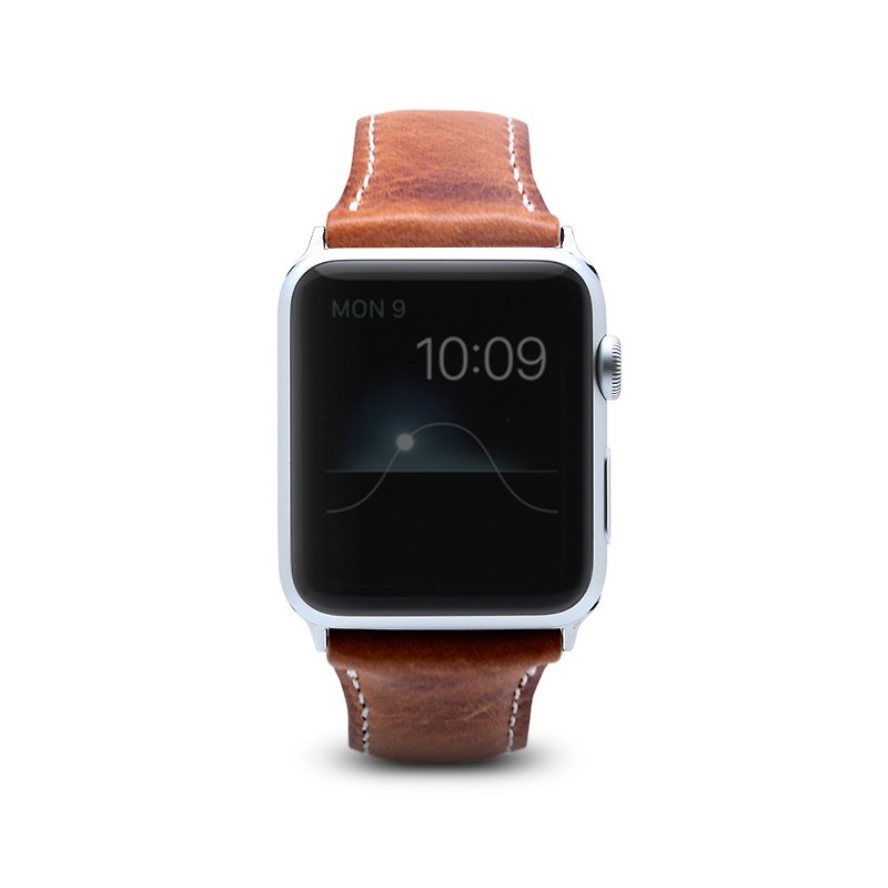 SLG Design Apple Watch 42mm/44mm D7 IWL Wax Replica Leather Strap - สายนาฬิกา - หนังแท้ สีนำ้ตาล