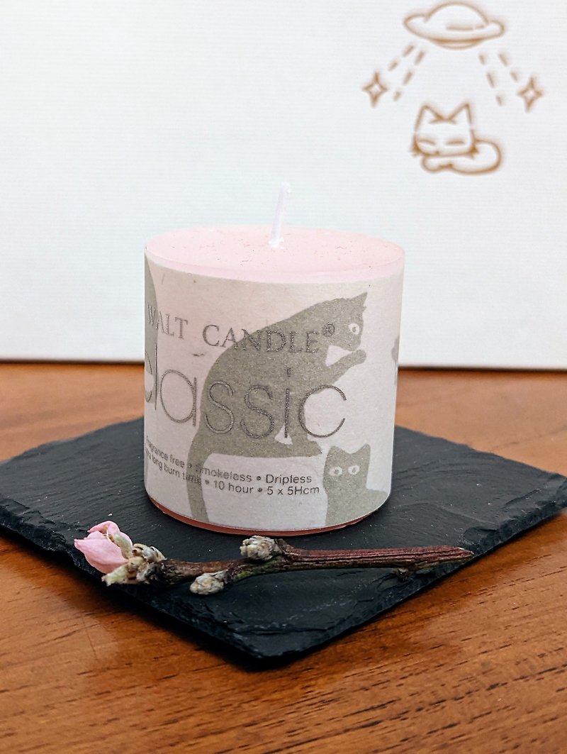 Romantic pink candle healing system to relieve stress and sleep, first love, sweet and elegant scent with slate base - Candles & Candle Holders - Wax Pink