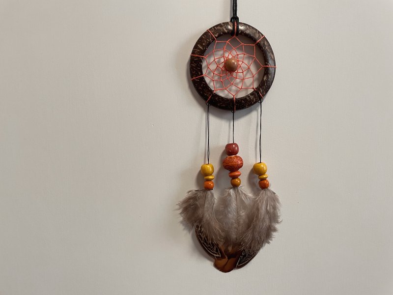 捕夢網//掛飾//木圈//民族風//橙褐 - 裝飾/擺設  - 其他材質 多色