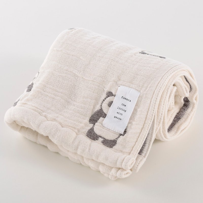 [Japan made today's crepe] six heavy yarn towel - black and white panda - Other - Cotton & Hemp 