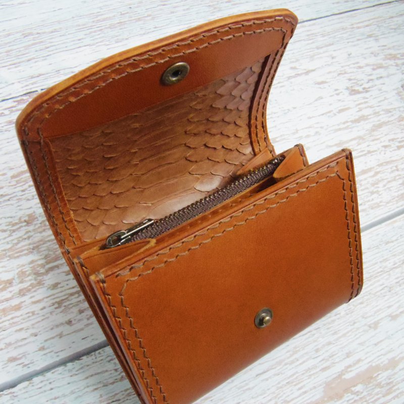 Mini Wallet Buttero Brown x Snake - 錢包/皮夾/長短夾 - 真皮 咖啡色