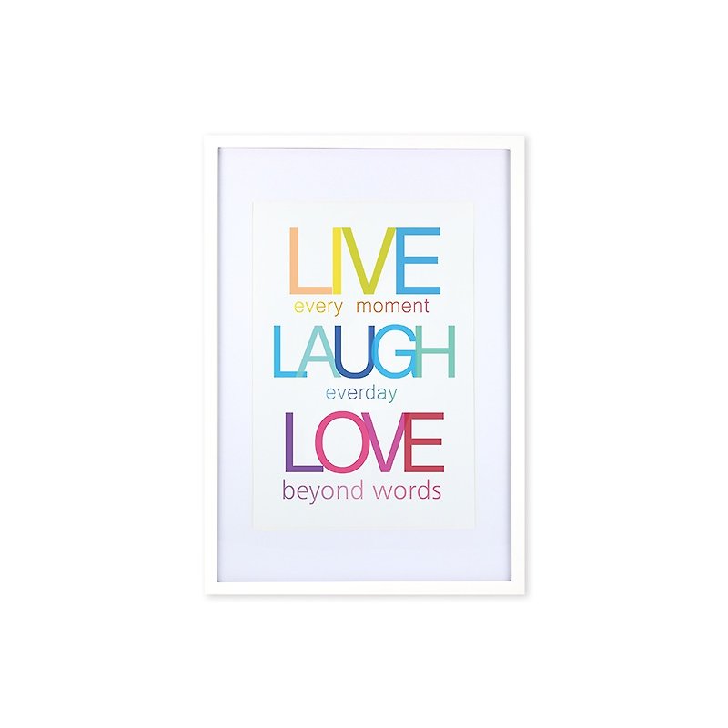 装飾額縁QuoteSeries Live LaughLoveホワイトフレーム63x43cm - フォトフレーム - 木製 多色
