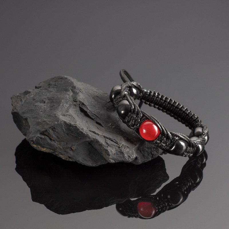 Bracelet of Shungite with Red Jade - Bracelets - Stone Red