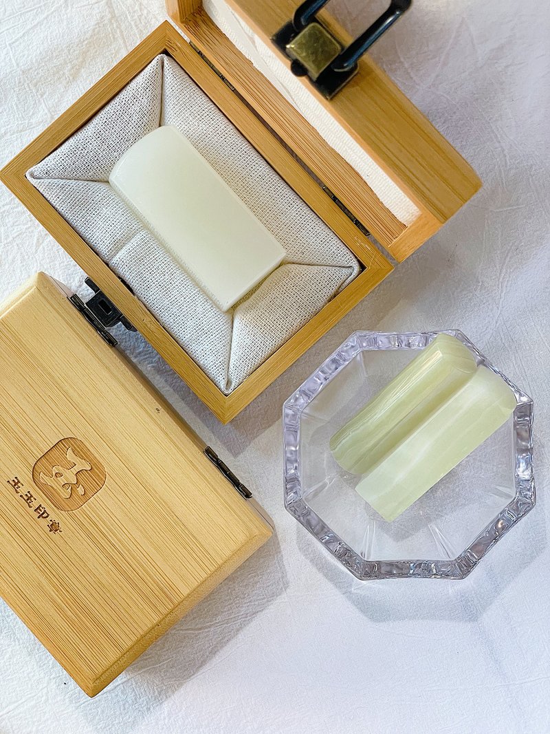 【玉玉印章】 天然青玉印章 公司大小章系列 - 印章/印台 - 寶石 綠色