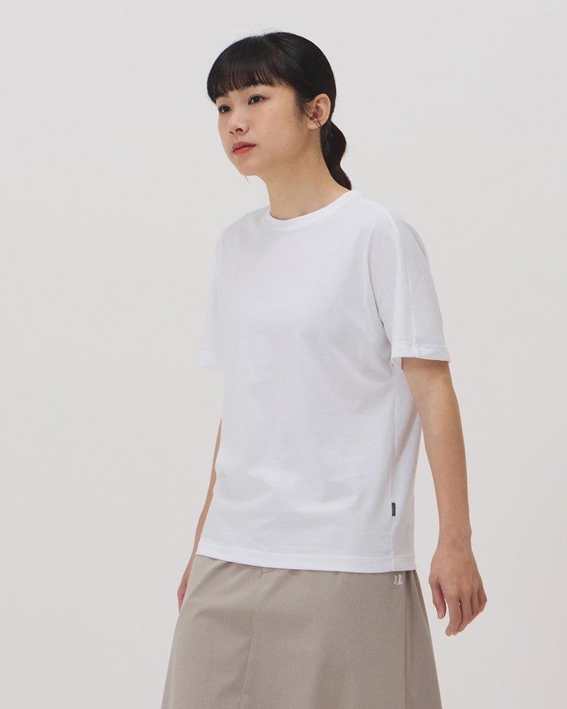 Minimalist Short Sleeve Tee (White) - เสื้อยืดผู้หญิง - ผ้าฝ้าย/ผ้าลินิน ขาว