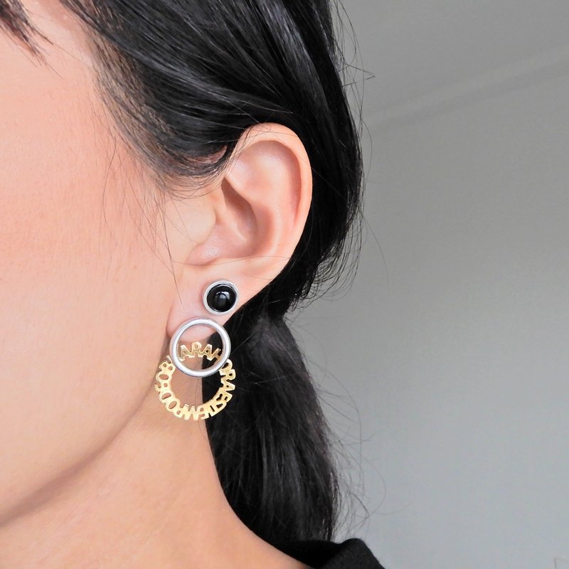 ATサークル2WAYピアス / silver×brass 055056 - 耳環/耳夾/耳骨夾 - 純銀 銀色