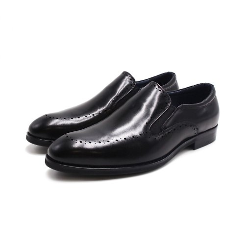 米蘭皮鞋Milano PQ(男)小圓點造型直套款正裝皮鞋 男鞋-黑(另有刷染棕)