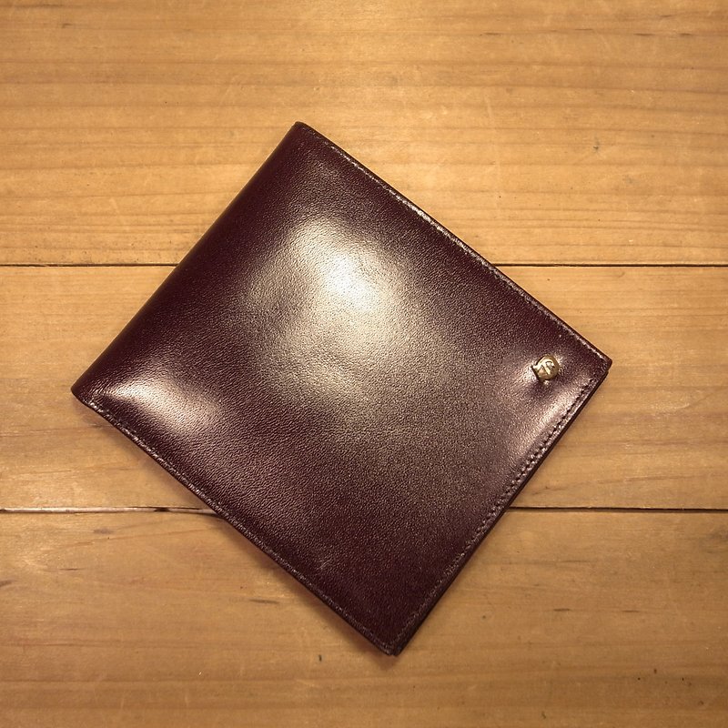 [Bones] Aigner burgundy fold Short attached coin purse out of print genuine antique bag Vintage - กระเป๋าสตางค์ - หนังแท้ สีนำ้ตาล