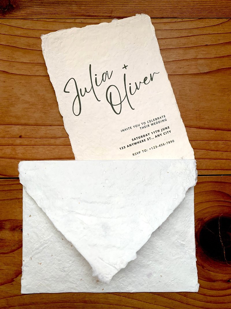 Handmade paper custom wedding invitations - การ์ดงานแต่ง - กระดาษ ขาว