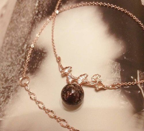 Tera Jewelry 【愛的禮讚】粉玫瑰金 手工金沙琉璃 精油項鍊 香氛 輕珠寶