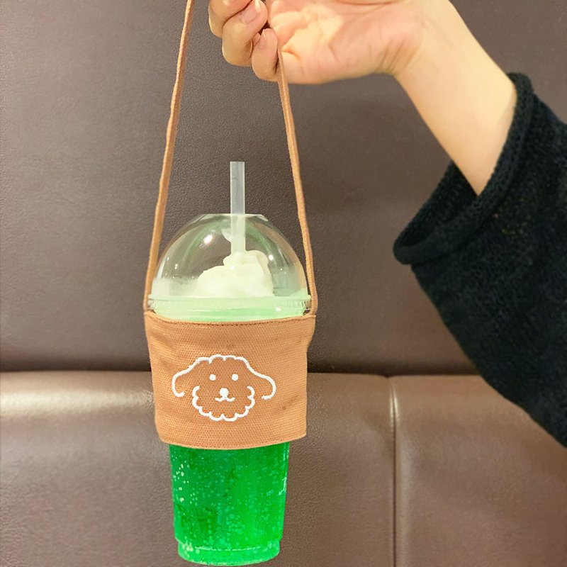drink bag plus | Mori(embroid) | White - 其他 - 棉．麻 咖啡色