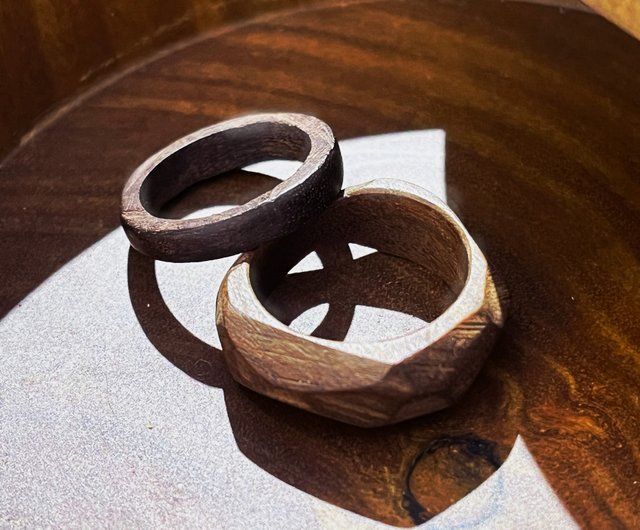 ハンドメイド 半月形 木製リング ハンドメイド 半月形 木製リング