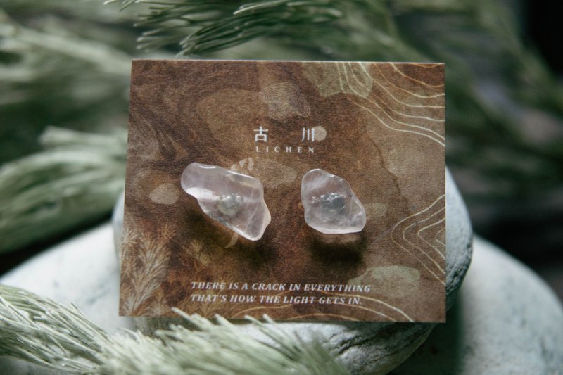 CRACK | 礦物系耳環 |  EARRINGS - 耳環/耳夾/耳骨夾 - 水晶 粉紅色