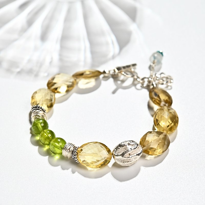 Crystal Time | Citrine* Stone Sterling Silver Bracelet - Bracelets - Gemstone Multicolor