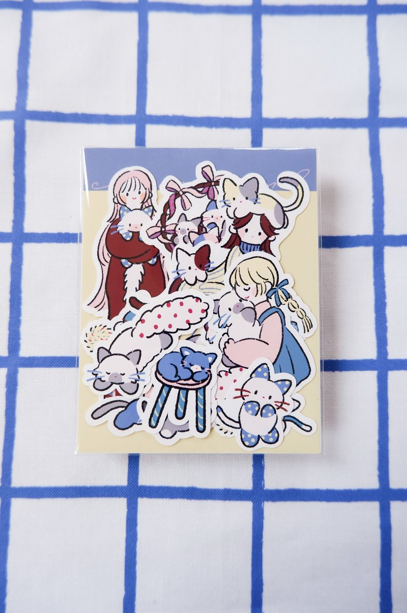 貓與女孩 薄片貼紙 共11種 - 貼紙 - 紙 