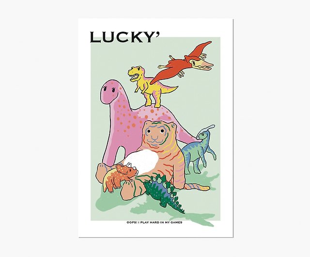 ラッキーと恐竜の友達 ポストカード ショップ msrystationery カード・はがき Pinkoi