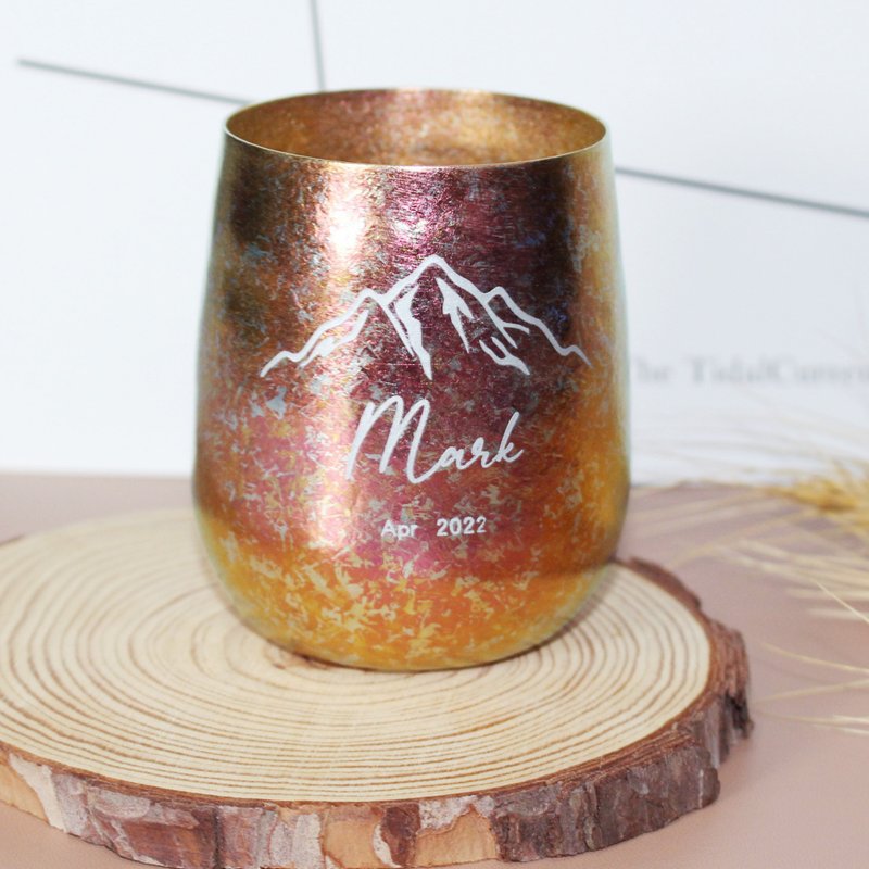 Pure Titanium Cup | 戶外便攜純鈦冰花水杯|雕刻 - 其他杯子 - 其他金屬 