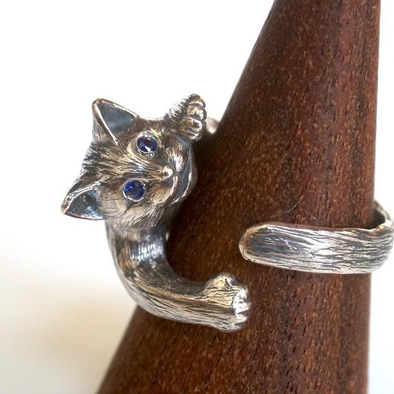 猫リング　レオ（クリクリ瞳バージョン） - 戒指 - 其他金屬 銀色