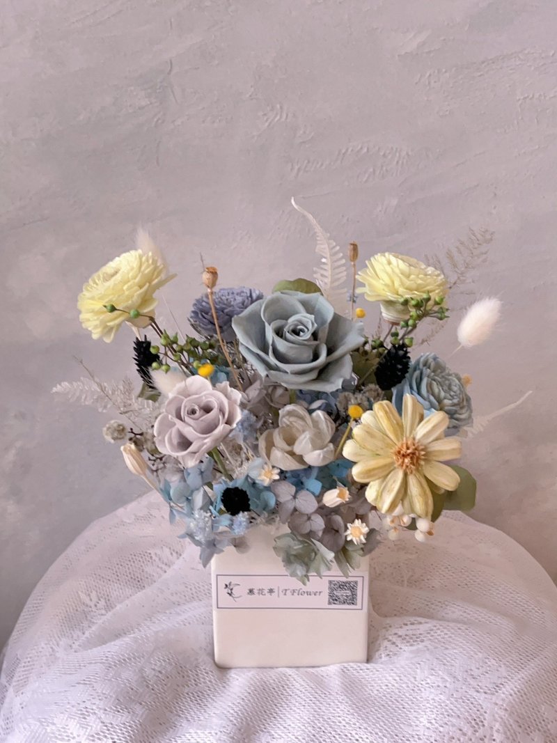 Blue eternal table flowers/dry immortal table flowers/opening ceremony/entry ceremony - Dried Flowers & Bouquets - Other Materials Blue