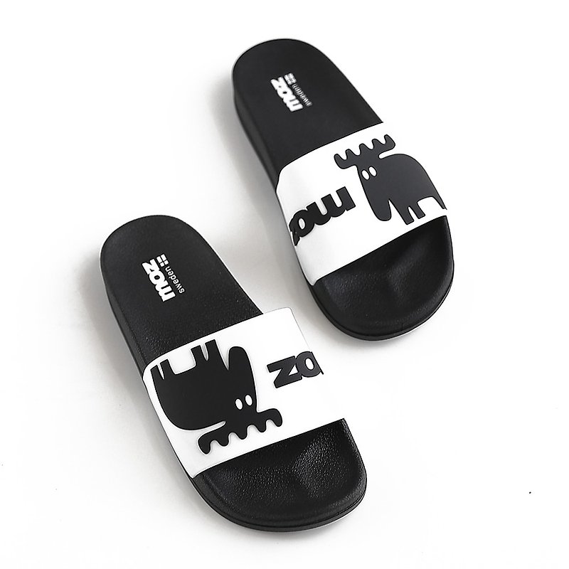 moz Swedish upside down moose fashion casual waterproof slippers (white) for men and women - รองเท้าแตะ - วัสดุกันนำ้ สีดำ