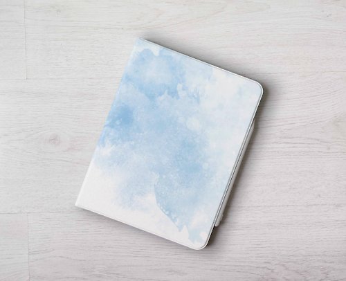 Gagby Design 免費加名淡藍水彩 iPad case筆槽保護殼Pro 11 Air 5 10代 12.9