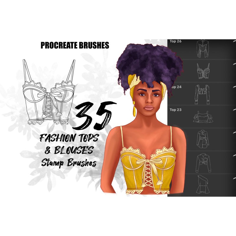 35 Fashion tops&blouses stamp for Procreate App - 手工藝教學/工具書 - 其他材質 