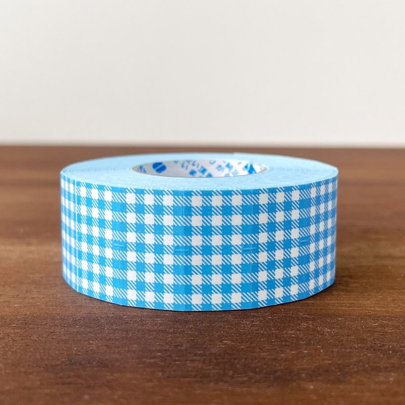 Labeller Seal Gingham Check Blue Made in Japan Label Seal Roll Seal ls-019 - สติกเกอร์ - กระดาษ ขาว