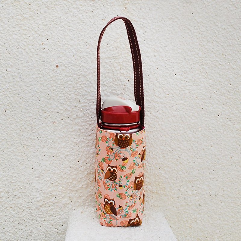 Flower owl kettle bag - ถุงใส่กระติกนำ้ - ผ้าฝ้าย/ผ้าลินิน สึชมพู
