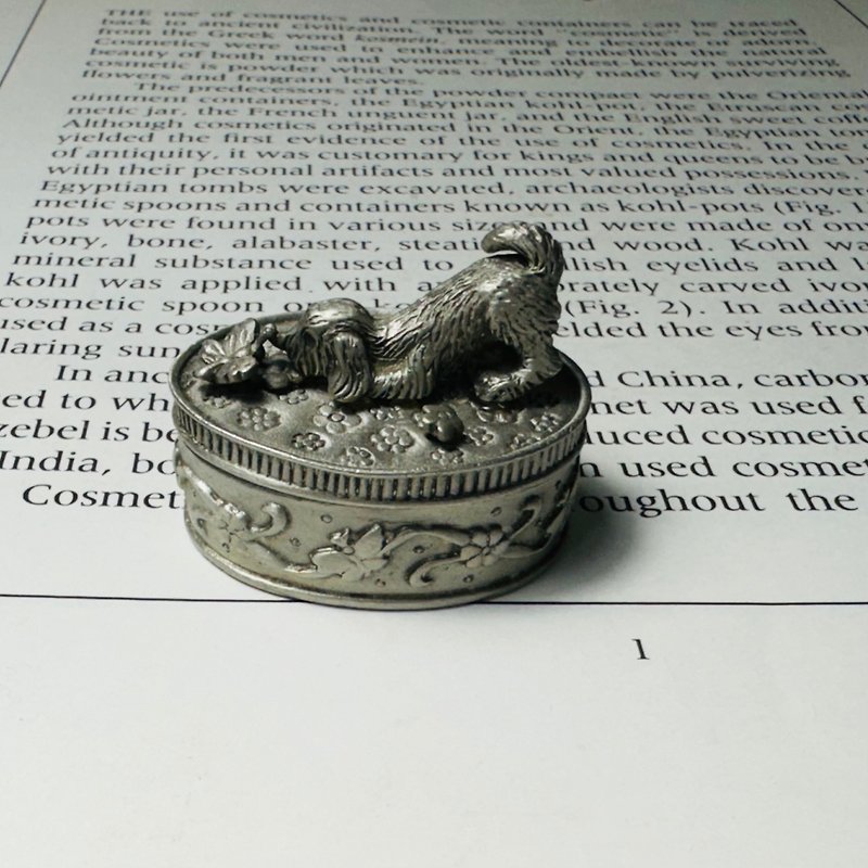 Miniature pewter ms dee dog play butterfly jewelry box set including jewelry box, earrings and pendant - Long Necklaces - Other Metals 