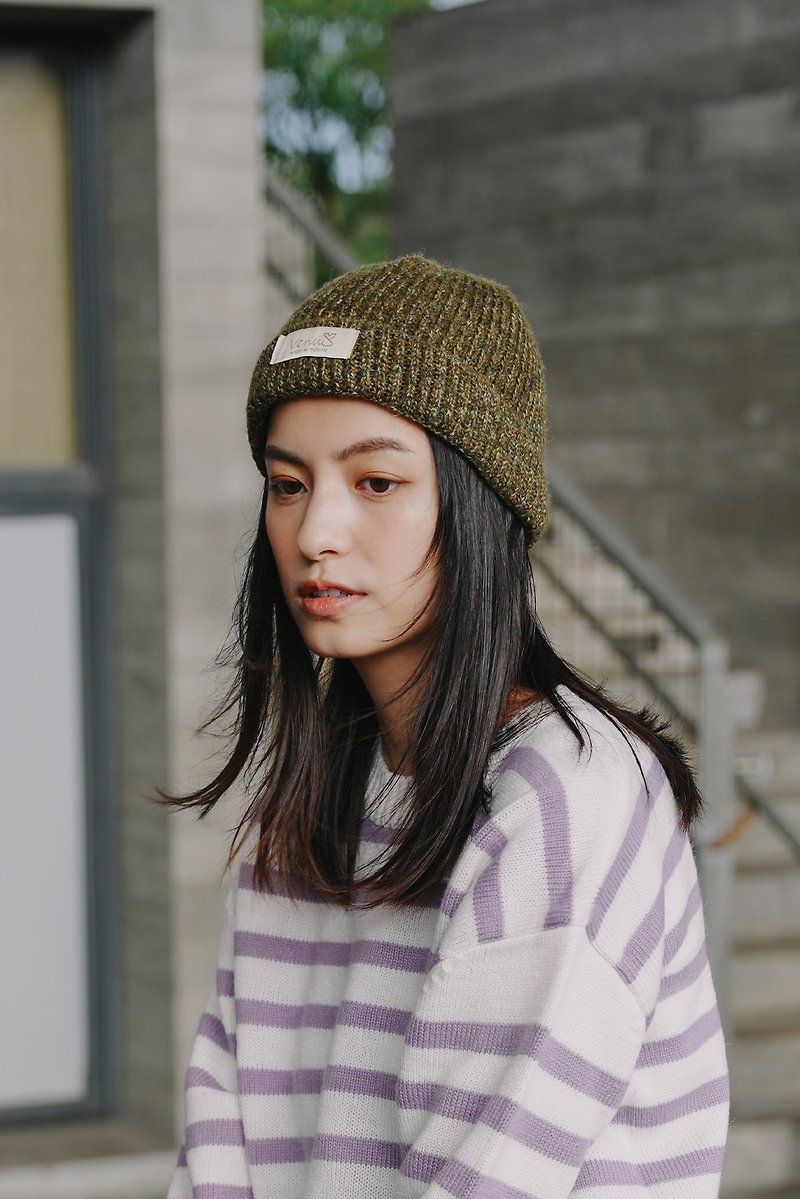 Venus Beanie - Made in Taiwan - Olive Green - Green - Black - Knitted Hat - Beanie - Hats & Caps - Polyester Black