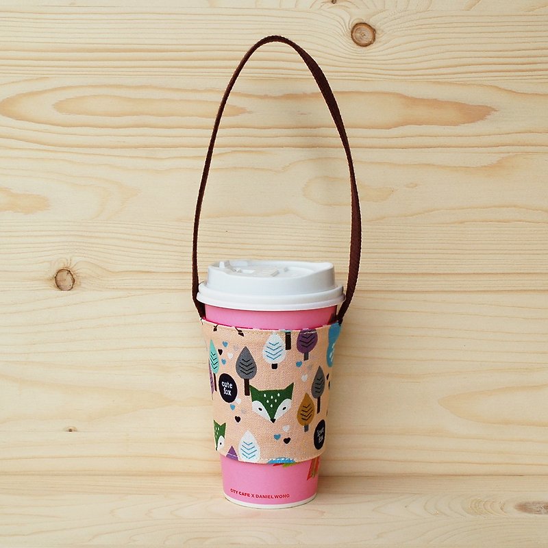 Fox Little Tree Drink Bag/Cup Holder/Order - Beverage Holders & Bags - Cotton & Hemp Pink