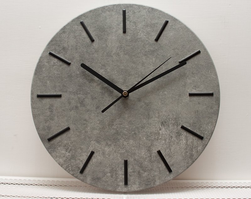Cement pattern-clock/silent-black scale-WE CAN HOUSE gift/home/wall clock - Clocks - Wood 