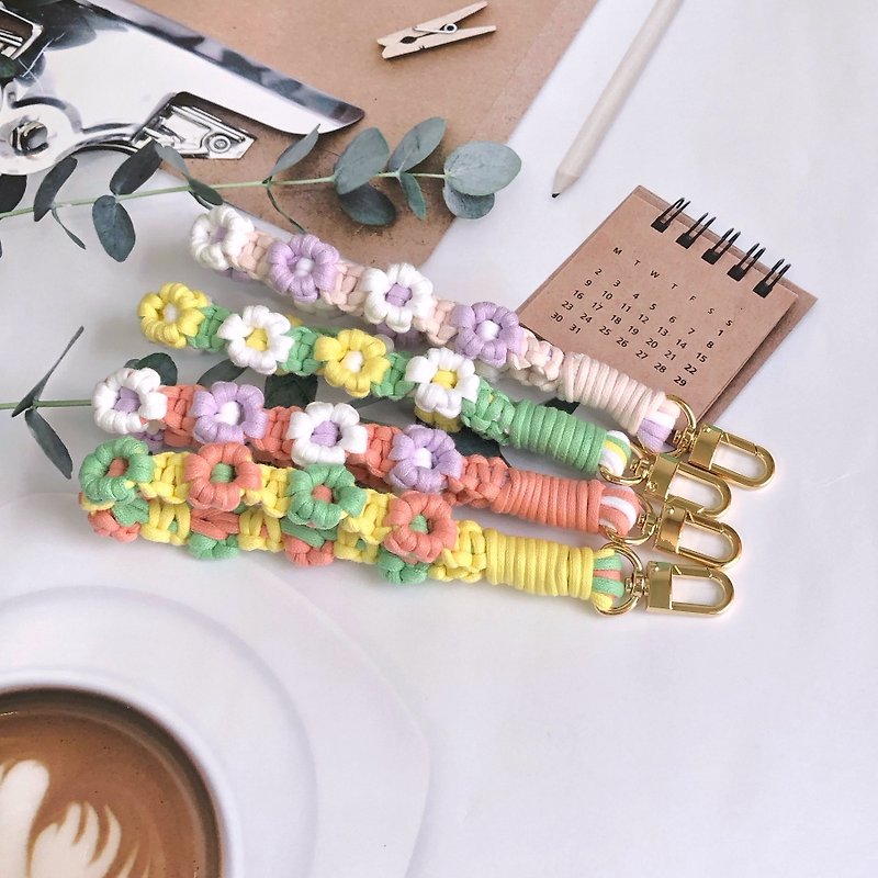 Customized color selection/woven small flower wrist rope. Mobile phone wrist lanyard. Phone rope. Gift - Lanyards & Straps - Cotton & Hemp Multicolor