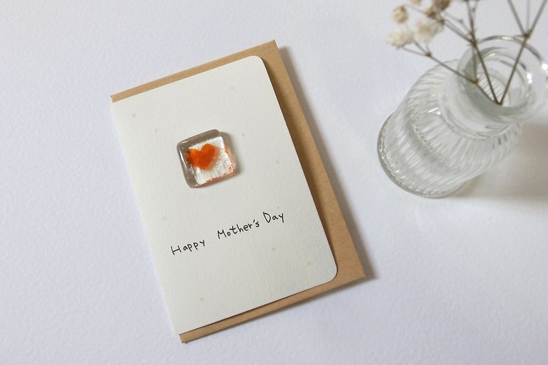 小さなガラスオブジェクトカード（赤）バレンタインデーカード/ユニバーサルカードにもハイライト - カード・はがき - 紙 レッド