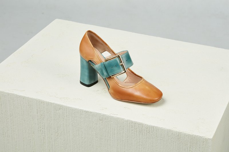 HTHREE 8.5瑪莉珍高跟鞋 / 琥珀 / 8.5 Mary Jane Pumps - 高跟鞋/跟鞋 - 真皮 橘色