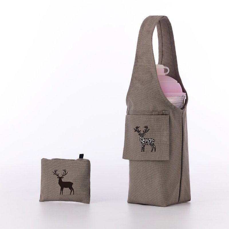 YCCT environmentally friendly beverage bag covered model - Reindeer - an environmentally friendly cup bag that can hold cups and bottles - Beverage Holders & Bags - Cotton & Hemp Multicolor