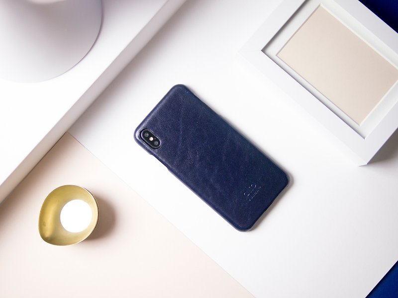 【客製化禮物】皮革手機殼 iPhone Xs Max  - 藍 - 手機殼/手機套 - 真皮 藍色