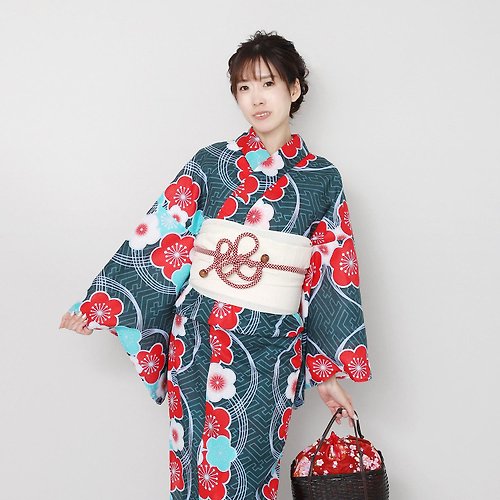 fuukakimono 日本 和服 梭織 女性 浴衣 腰封 2件組 F Size x26-2a yukata