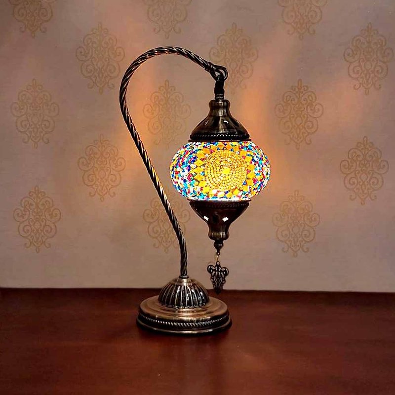 【DREAM LIGHTS】Turkish style mosaic collage table lamp thick glass mosaic table lamp - Lighting - Colored Glass Multicolor