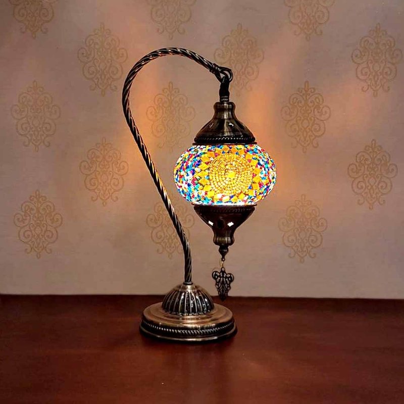 【DREAM LIGHTS】Turkish style mosaic collage table lamp thick glass mosaic table lamp - Lighting - Colored Glass Multicolor