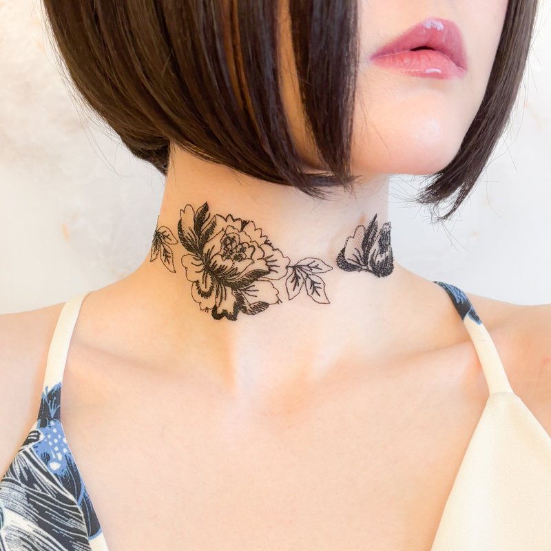 Inked Rose/黒タトゥーレースのチョーカー　SV650 - 頸鏈 - 其他金屬 黑色