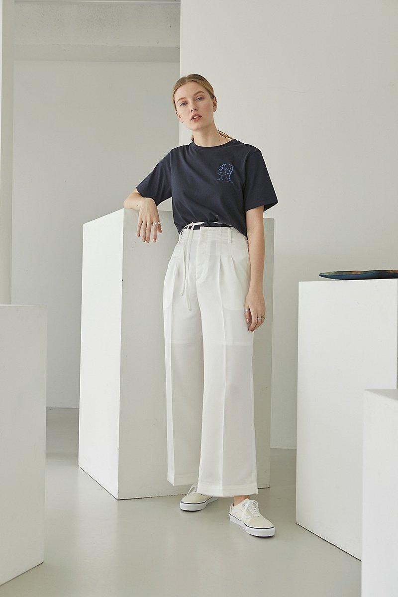 Double Strap Silky Wide Pants/ White - Women's Pants - Other Man-Made Fibers White
