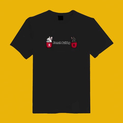 CHIC SHOP 插畫設計館 法鬥 薯條 插畫 原創 黑T 白T 短T 衣服 T恤 情侶裝 童裝 母子裝