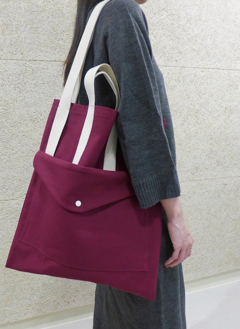 I am Yours Series Briefcase Tote Bag (Purple) - กระเป๋าแมสเซนเจอร์ - ผ้าฝ้าย/ผ้าลินิน สีม่วง