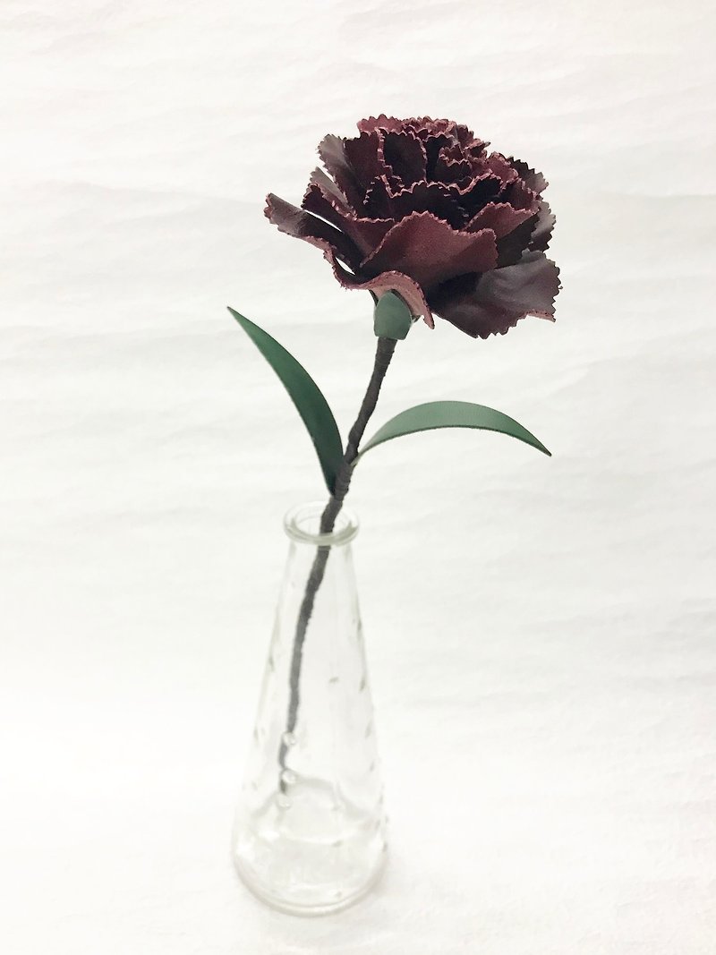 Wine Leather Carnation - ของวางตกแต่ง - หนังแท้ สีแดง